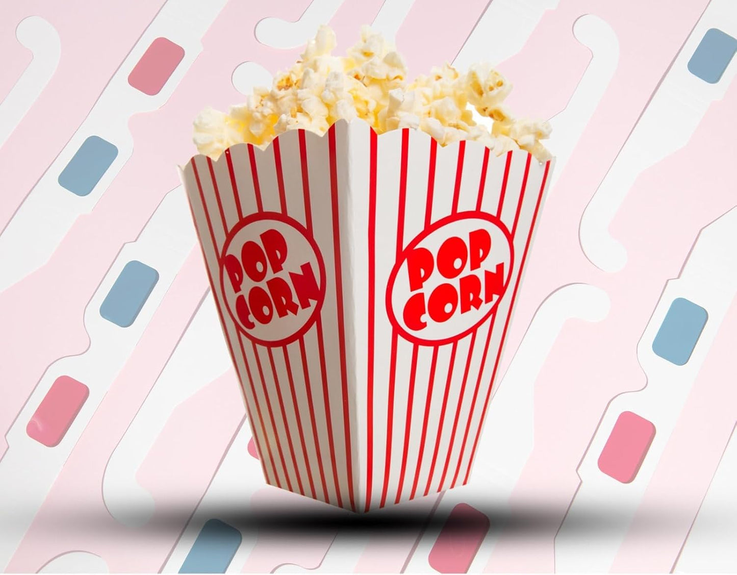 125 Pack Popcorn Boxes Movie Night Popcorn Bags for Party Red and White Popcorn Bags for Popcorn Vintage Snack Box Concession and Carnival Party Supplies, Individual Popcorn Bucket Containers (125)