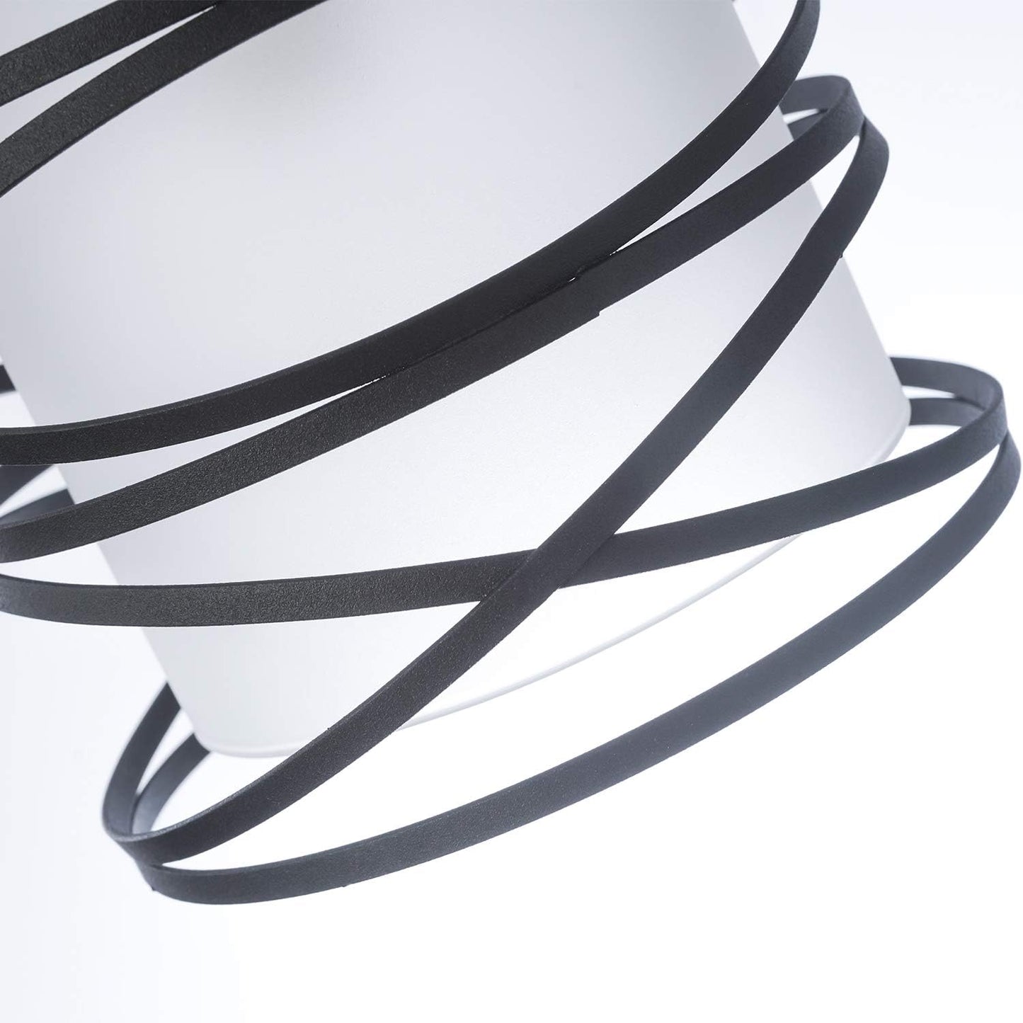 Modern Mini Pendant Light Fixture Kitchen Island Pendant Lighting 6.30''Matte Black Spiral Cage and Handblown Frosted Haze Glass Shade Hanging Lamp Adjustable Cord for Dining Room 1 Pack