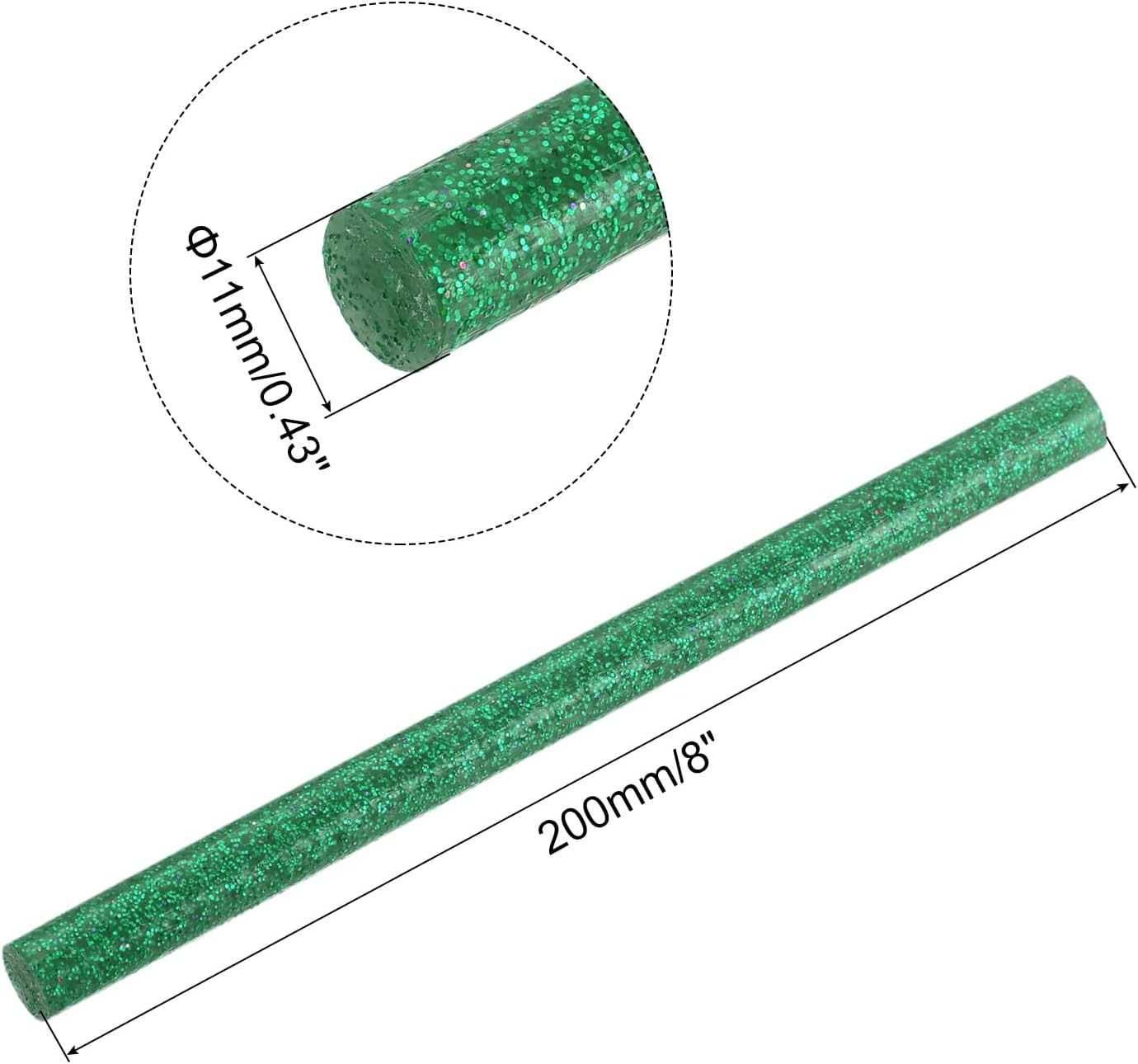 uxcell 20pcs Hot Glue Sticks for Glue Gun 11mm/0.43-inch x 8-inch Mini Hot Melt Adhesive Glue Stick Glitter Green