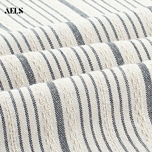AELS Farmhouse Hanging Laundry Hamper with 2 Hooks, Washable Beige & Stripes Laundry Bag with Zipper & Wide Open Top, Over the Door Organizer for Dirty Clothes, Space Saving Storage - Image 3