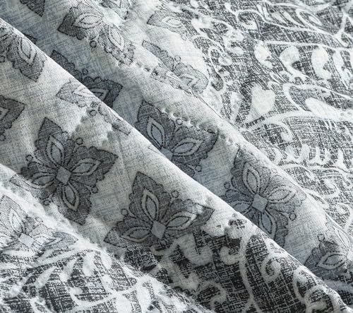 Brilliant Sunshine Grey Flowers Patchwork Couch Armrest Organizer, 35"×13" - Image 5