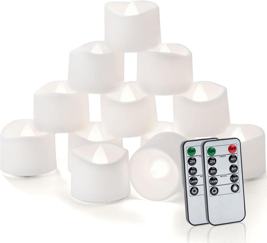 Homemory 24pcs Remote Timer LED Tea Lights Candles, 400+Hours Flickering Flameless Battery Operated Votive Candles for Tabletop Lighting, Centerpieces Decor, Holiday Decor