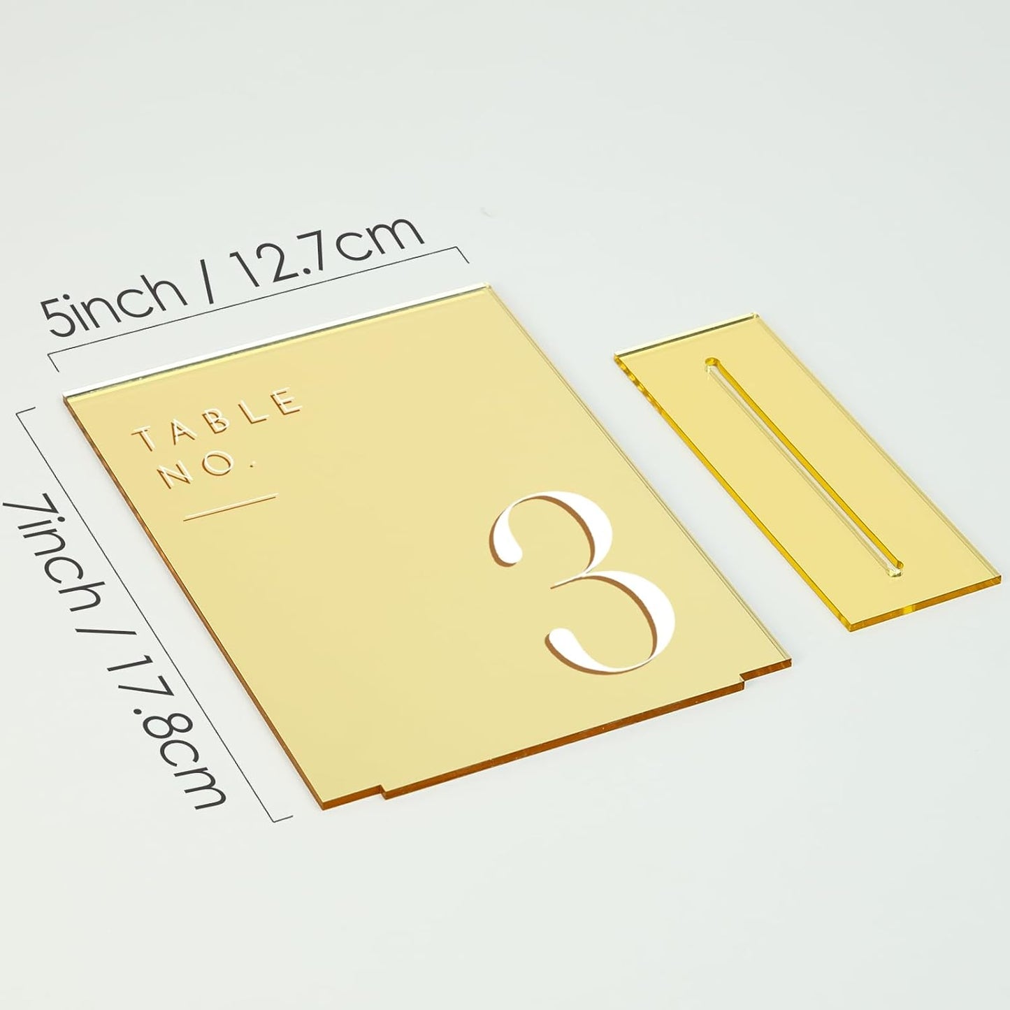 JINMURY Gold Wedding Table Numbers 1-25 with Stands, 5"x7" Gold Mirror Acrylic Table Numbers, Perfect for Wedding Reception, Party, Anniversary, Event