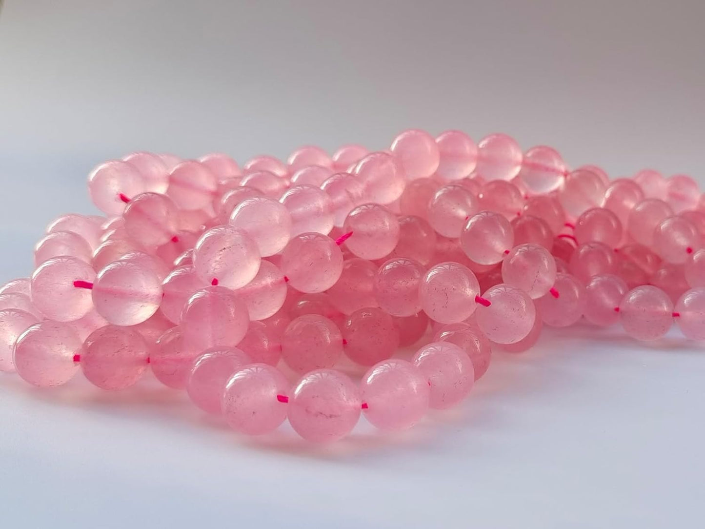 Stone Beads 10mm 60pcs Pink Chalcedony Beads Round Loose Gemstones Beads for Bracelet Necklace Jewelry Making (10mm, 61027 Pink Chalcedony)