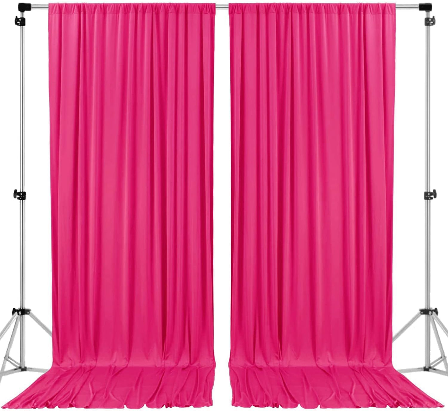 AK TRADING CO. 10 feet x 8 feet IFR Polyester Backdrop Drapes Curtains Panels with Rod Pockets - Wedding Ceremony Party Home Window Decorations - Fuschia