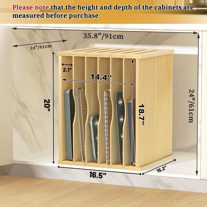 7 Tier Large Size Wooden Tray Dividers for Cabinets, Cookie Sheet Organizer - Image 3