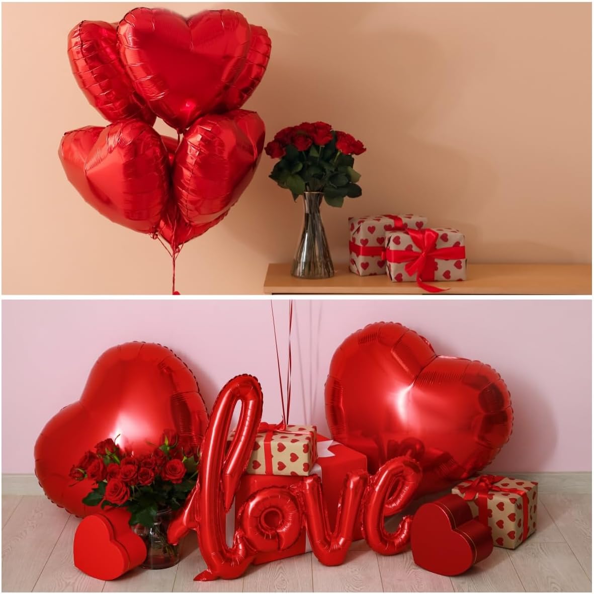 12Pcs Black Heart Balloons, 18 Inch, Love Balloons for Valentine's Day, Wedding, Birthday Decorations