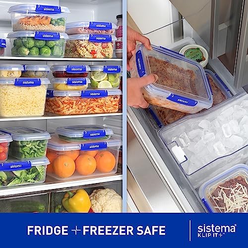Sistema KLIP IT+ 6-Pack Rectangle Food Storage Containers, Stackable & Airtight Food Boxes with Lids, Dishwasher, Freezer, & Microwave-Safe, BPA-Free, 2.2L / 1L / 400mL - Image 4