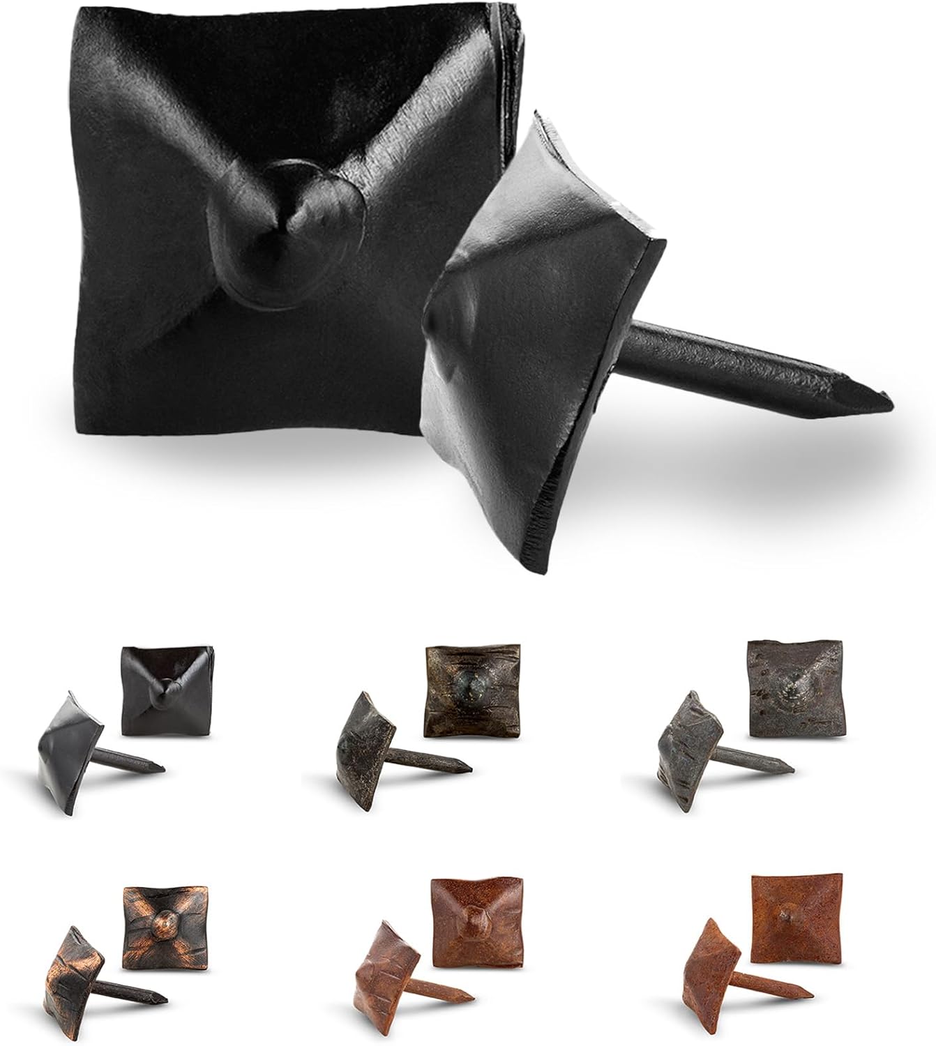 50 Pack 0.75" Square Head Iron Clavos Decorative Nails – Black – Handmade Rustic Square Fasteners for Farmhouse Shutters, Faux Wood Beams, Barn Doors, Shutters, and Gates – Ornamental Wood Accent