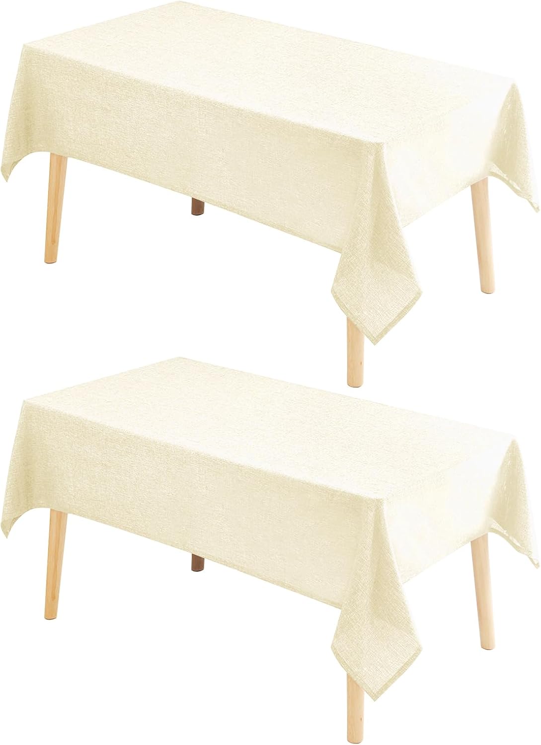 Hiasan 2 Pack Faux Linen Square Tablecloth - Wrinkle and Stain Resistant Washable Table Cloth for Kitchen Dining Room Holiday Table Cover for Party Dinner, Champagne, 70 x 70 Inch