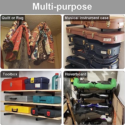 Lumber Storage Metal Rack, 3-Level Wall-Mounted Organizer and Wood Rack, Indoor & Outdoor Storage Solution for Workshop or Garage - 2 Pack - Image 7