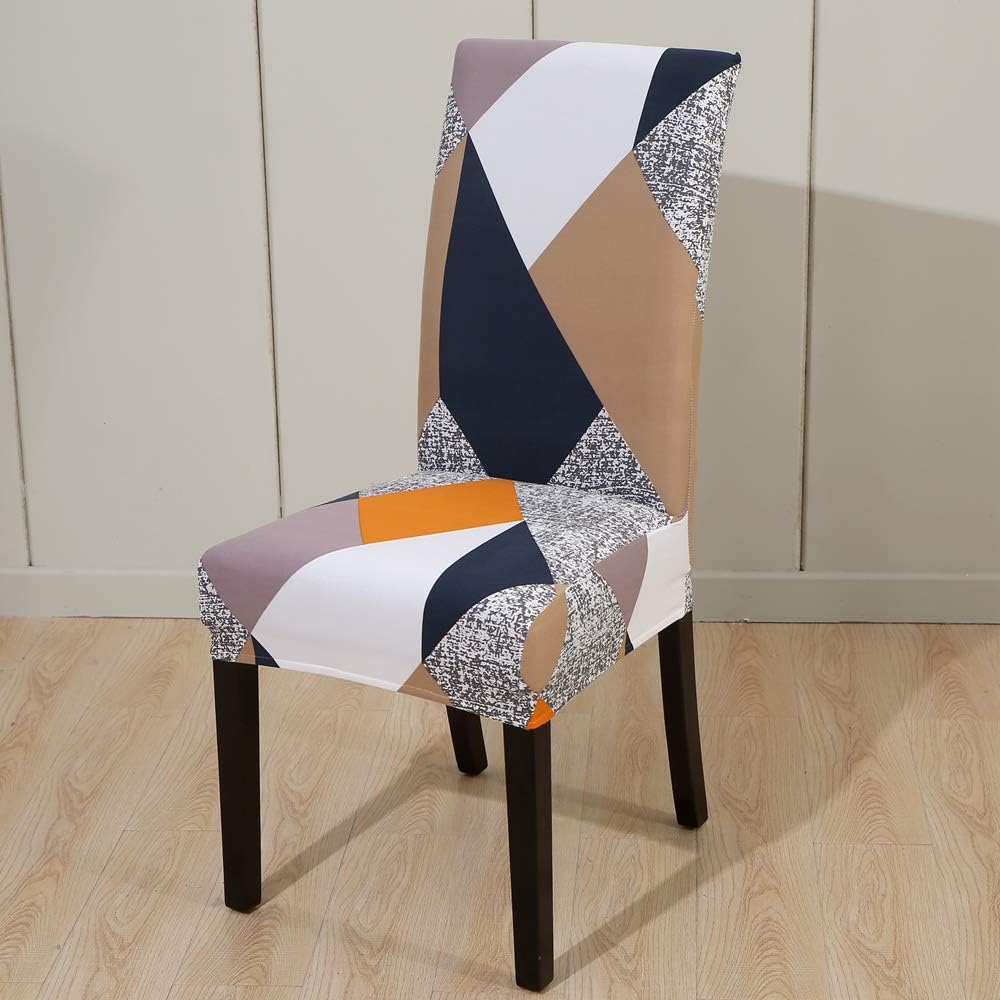 Stretchy Parson Chair Slipcovers for Dining Room Chair seat Covers Chair Protectors for Party Pet Protection Universal Fit Soft Polyester (Set of 4, Geometric)