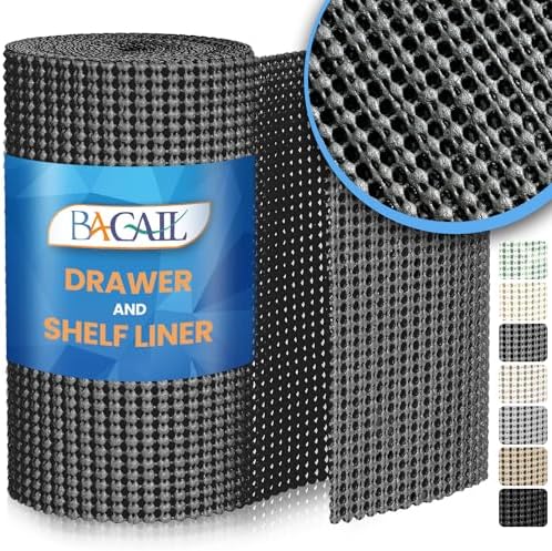 BAGAIL Drawer and Shelf Liner, Non Slip Cabinet Liner, 12" x10', Charcoal by BAGAILBASICS