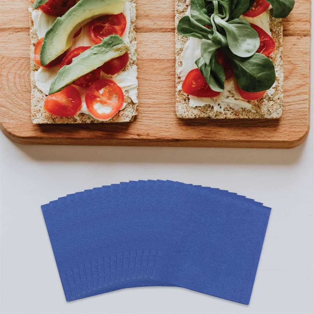 JAM PAPER Small Beverage Napkins - 5 x 5 - Blue - 50/Pack