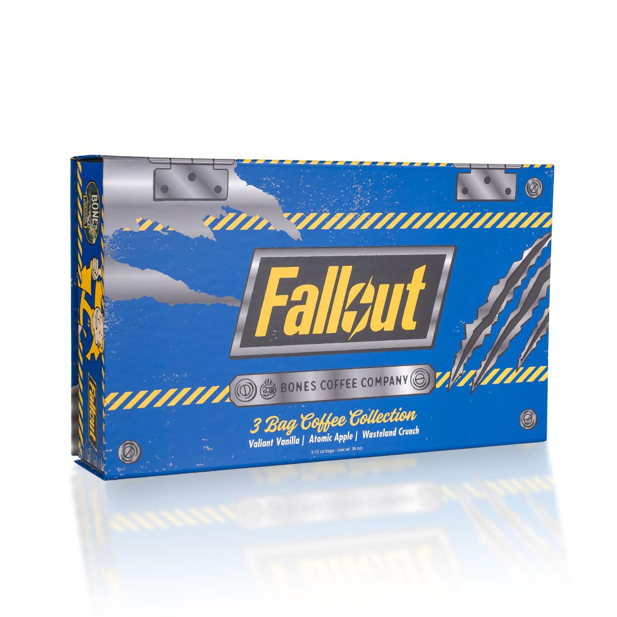 Bones Coffee Company Fallout Collector's Box Flavored Coffee, Low Acid Medium Roast Arabica Beans Coffee Gifts, Fallout Series Inspired, For Auto Drip and French Press,12 oz Pack of 3 Ground