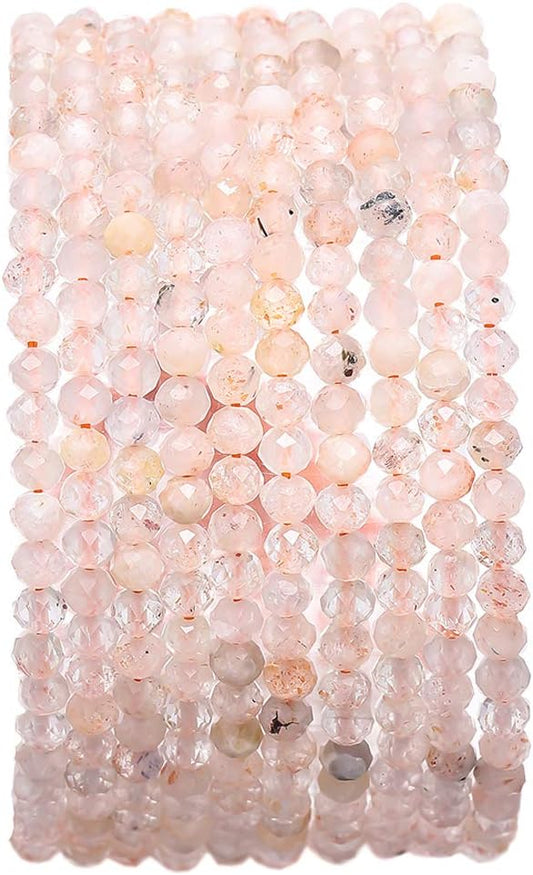 Faceted Natural Sunstone Stone Round Loose Semi Gemstone Beads for Jewelry Making 3-3.5mm 38cm