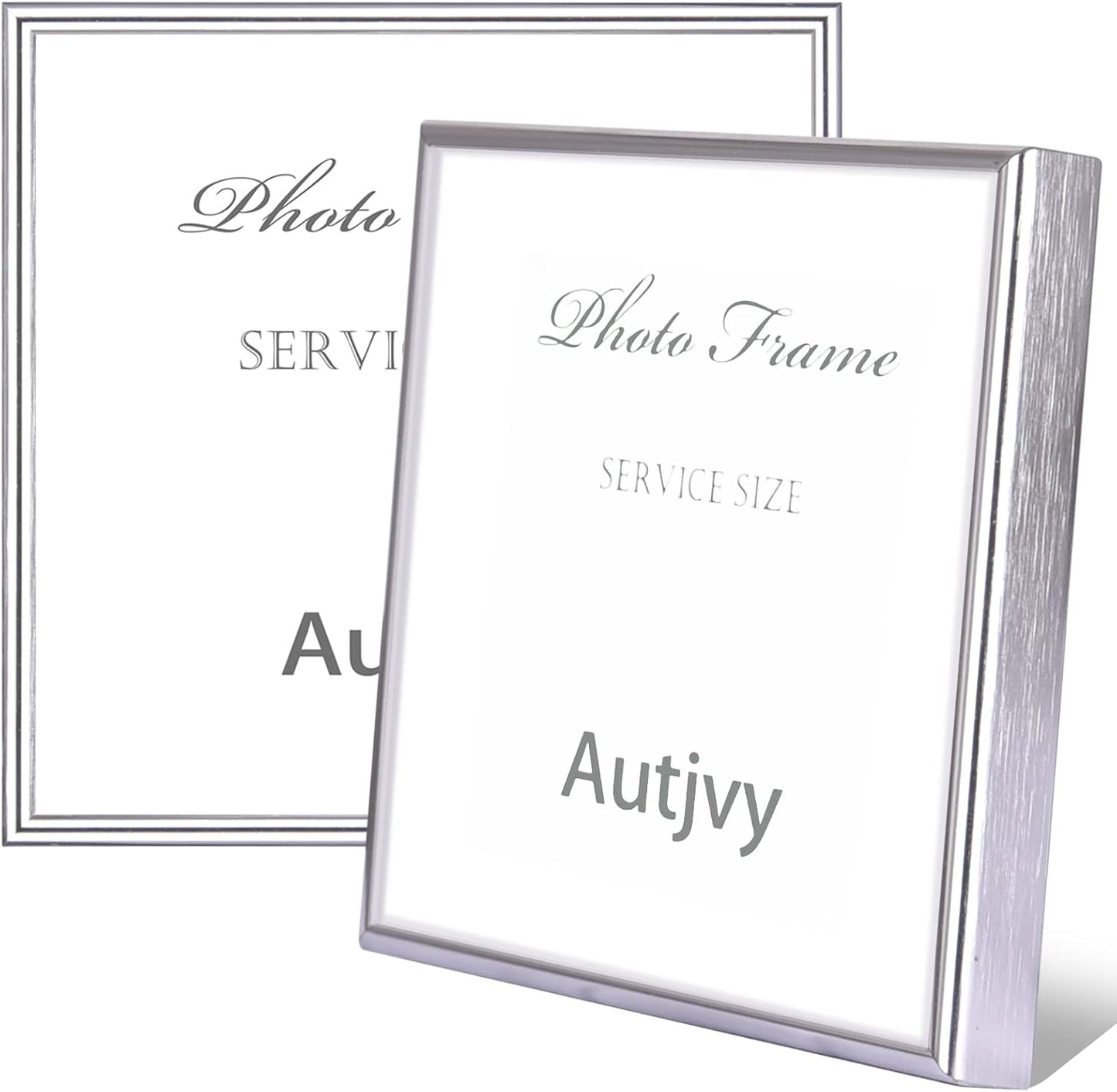 5x5 Picture Frame Silver Brushed Modern Simple Thin Aluminum Metal Photo Frame with HD Real Glass, Display for Tabletop and Wall Collage. (2 Pack)