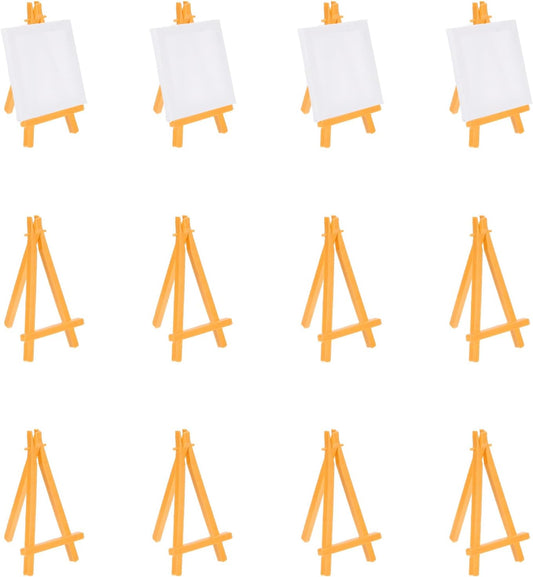 MECCANIXITY Mini Plastic Display Easels, 6.3"x3.4"A-Frame Plastic Painting Tabletop Easels Holder Stand for Photos Cards Artists Beginners Displaying Small Canvases Art(Pack of 12, Yellow)
