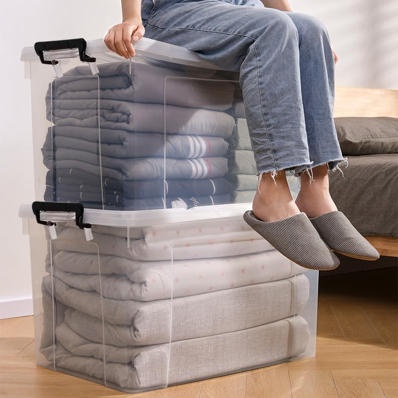 4 Pack 90 QT Plastic Storage Bins with Lids - Image 6