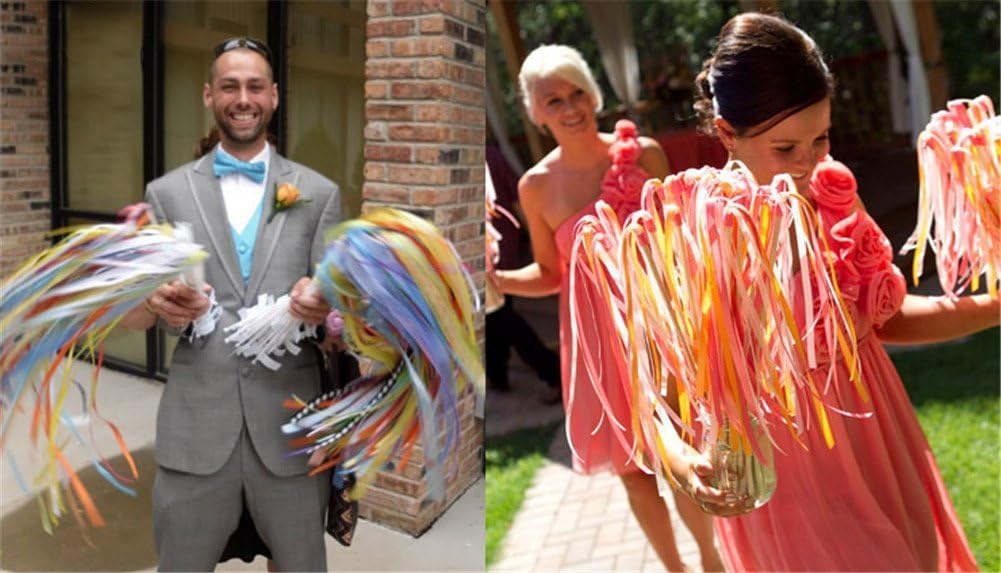 30pcs Ribbon Stick Wands Party Streamers Wedding Party Activities (Peach)