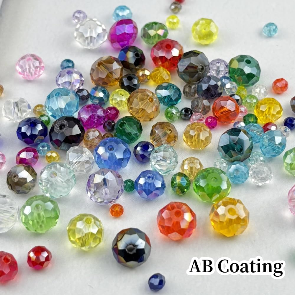 100pcs 8mm Crystal Glass Beads for Crafts Faceted Rondelle Glass Beads for Jewelry Making Crystal Spacer Beads for Necklaces Bracelets Earrings DIY Craft(Red AB)