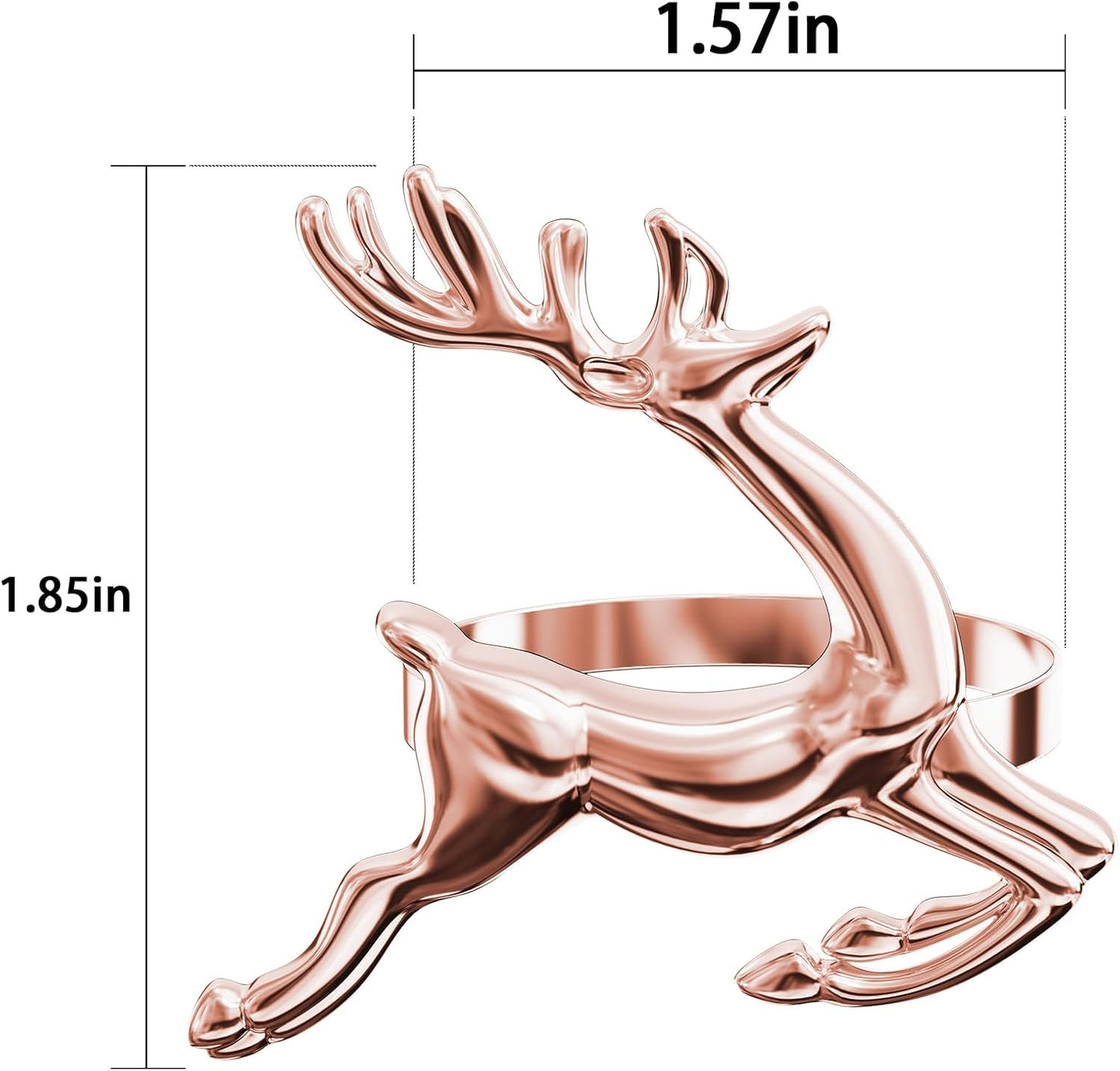 ZeeDix Set of 12 Rose Gold Elk Chic Napkin Rings for Christmas Dinning Table Setting-Wedding Receptions, Christmas, Thanksgiving and Home Kitchen for Casual or Formal
