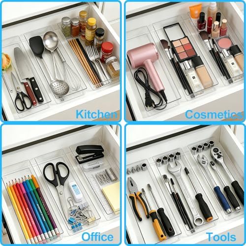 Manalete 8 Pcs Large Clear Plastic Drawer Organizer,12"x6" Vanity Organizer - Image 4