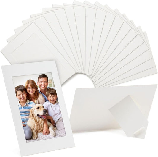 Juvale Picture Frames - 4x6 White Cardboard 50 Pack, Easel Back Tabletop - Paper Picture Frames for Crafts & DIY Decoration