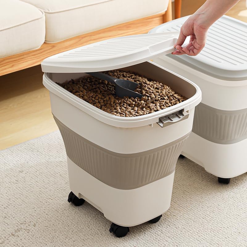 SEWIU 2pack 35 lbs Dog Food Storage Container,Collapsible Dog Food Container with Scoop,Pet Food Storage Containers to Keep Dry Food Fresh,Easy to Move by SEWIU