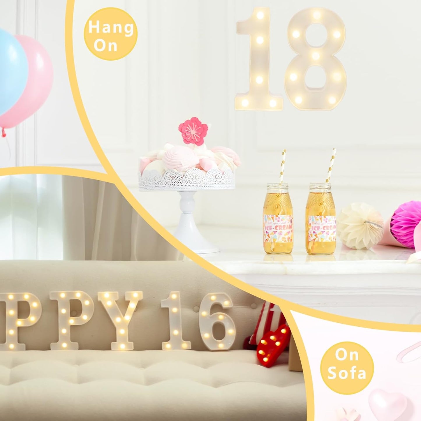LED Marquee Letter Lights, Decorative Light Up Numbers for 30th Birthday Party, Battery Operated, Warm White Small Marquee 30 Sign for Anniversary Decorations