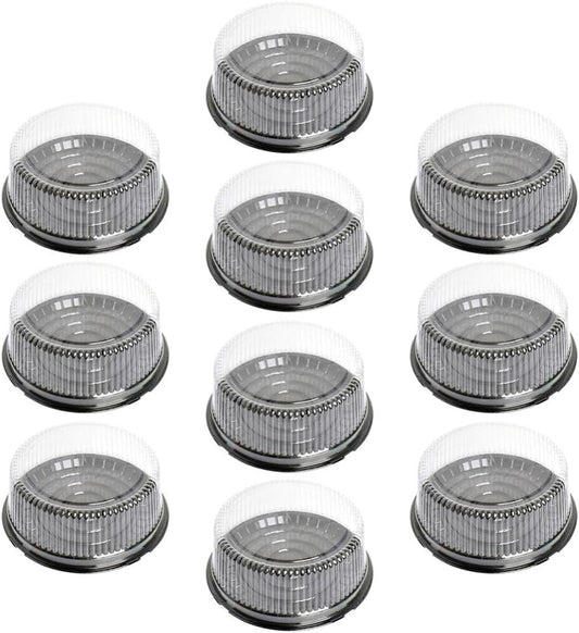 10-Pack Round Cake Stand & Dome - Clear Plastic Cupcake Stand, Cake Carrier & Box