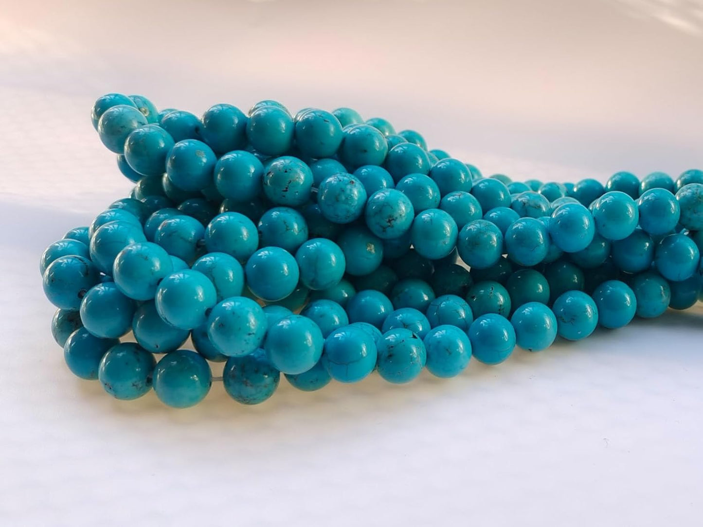 Stone Beads 10mm 60pcs Blue Turquoise Beads Round Loose Gemstones Beads for Bracelet Necklace Jewelry Making (10mm, 61025 Blue Turquoise)