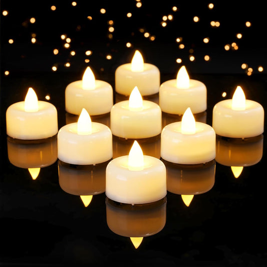 Amagic 12 Pack Timer Tea Lights Candles Battery Operated Candles with 6H Timer, Auto On Daily, Flickering LED TeaLights for Wedding, Table Centerpiece, Home Decor, Christmas, Halloween, White Base