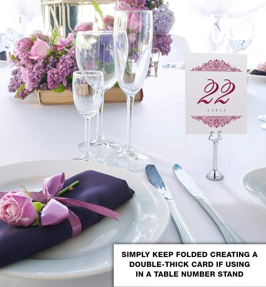 Paisley Wedding Table Numbers (Select Color/Quantity), Champagne, Burgundy, 1-10, Double Sided, Tent or Use in a Stand, Great for Parties & Restaurants - Made in the USA