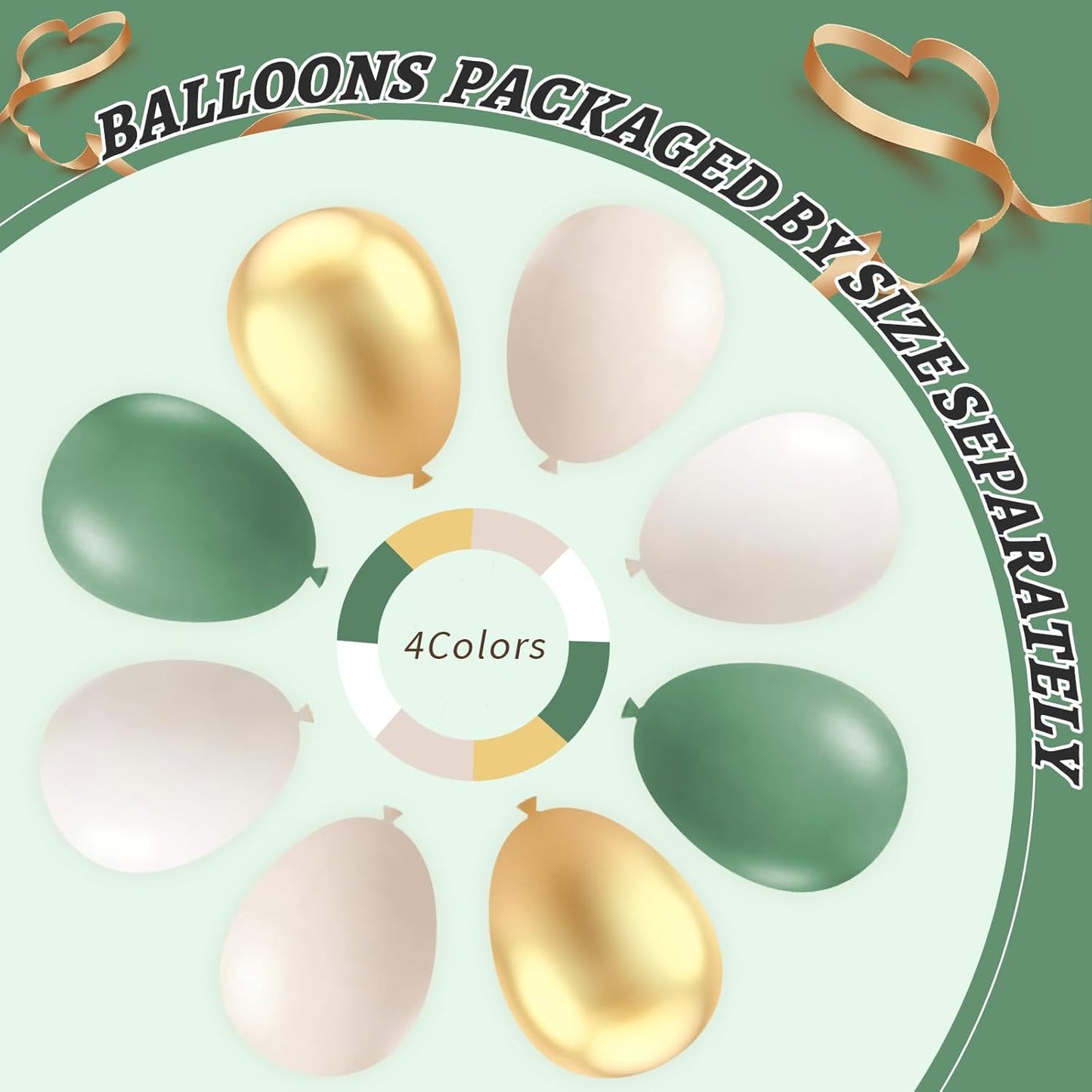 412Pcs Sage Green White Sand Gold Balloons Garland Arch Kit,18 12 10 5 Inch Different Sizes Balloons for Baby Shower Wedding Birthday Gender Reveal Party Decoration