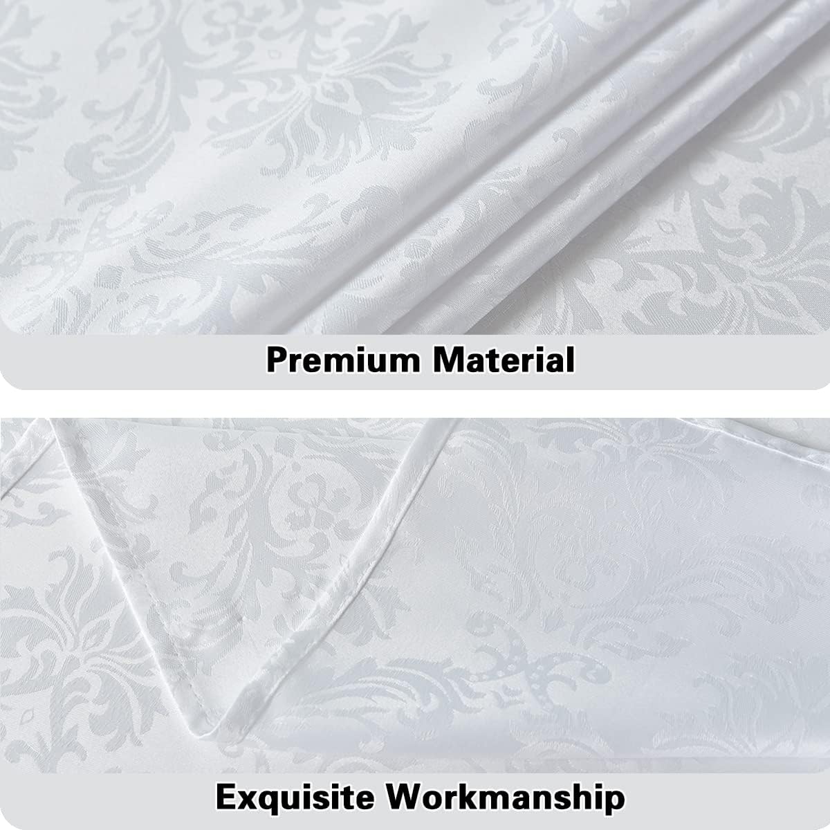 SASTYBALE White Tablecloth Rectangle 60 x 84 Inch Jacquard Damask Tablecloth, Waterproof & Stain Resistant Soft Polyester Tables Cloth, Washable Table Cover for Dining, Party, Indoor, Outdoor