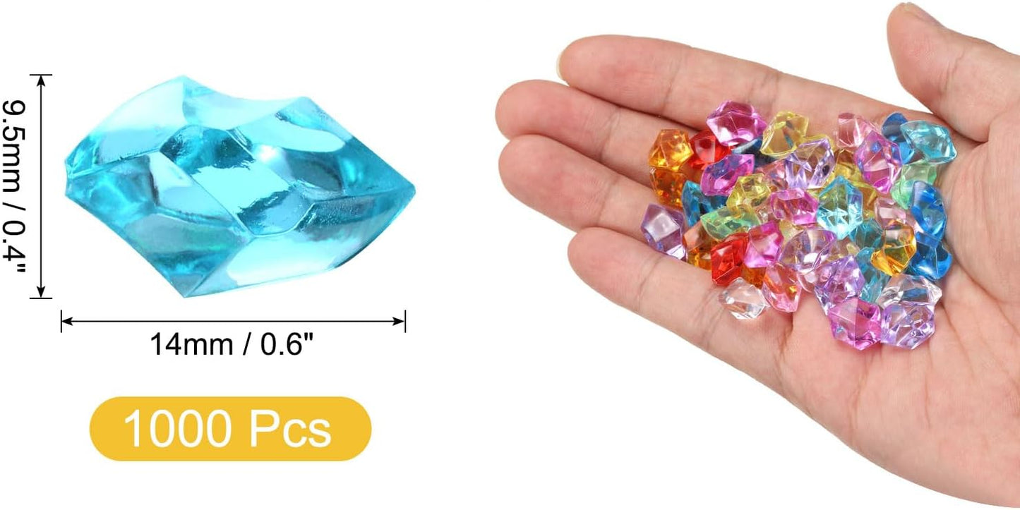 uxcell 1000pcs Fake Ice Rocks, Dazzling Clear Resin Crushed Ice Sparkling Fake Diamonds Gem Stones for Vases Fillers Table Scatter, Theme Party Favors, Light Blue