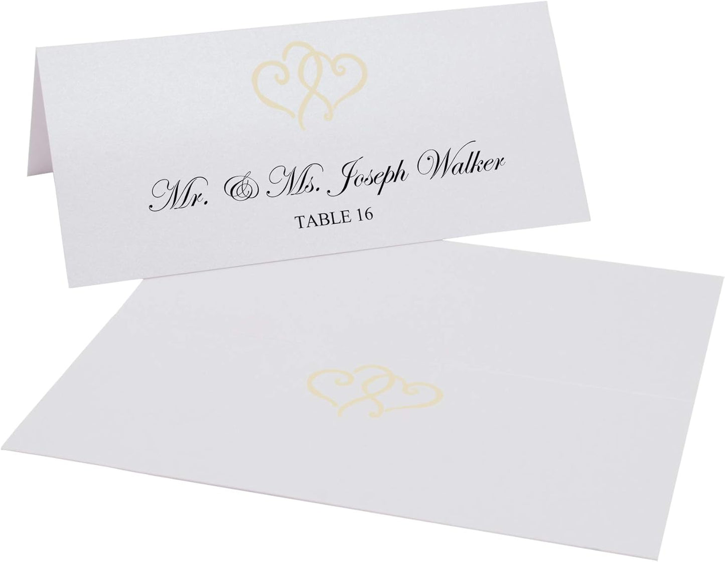 Linked Hearts Place Cards, Ivory (Choose Color), Set of 25, Pre-cut and Scored - Wedding, Party, Dinner, and Special Events - Made in the USA