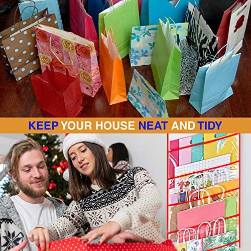 ProPik Storage for Gift Bags, Tissue Paper, and Wrapping Paper - Hanging Gift Bag Storage Organizer - 38 x 16 Inch PVC (Red) - Image 7