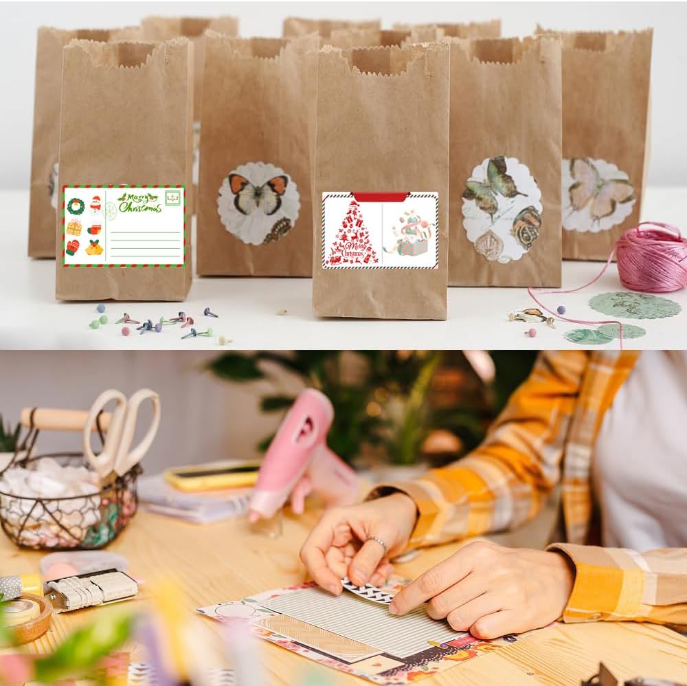 100-1000pcs Custom Stickers Merry Christmas Stickers Personalized Labels Adhesive Xmas Decorative Envelope Seals Stickers for Cards Gift Boxes(VSquare-2)