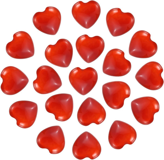 PATIKIL 20 Pcs Natural Heart Shaped Crystal Stone, 0.6 Inch Mini Polished Love Gemstone Crystal, Pocket Rock Engraved Worry Stones for Women Gifts Meditation, Agate Red