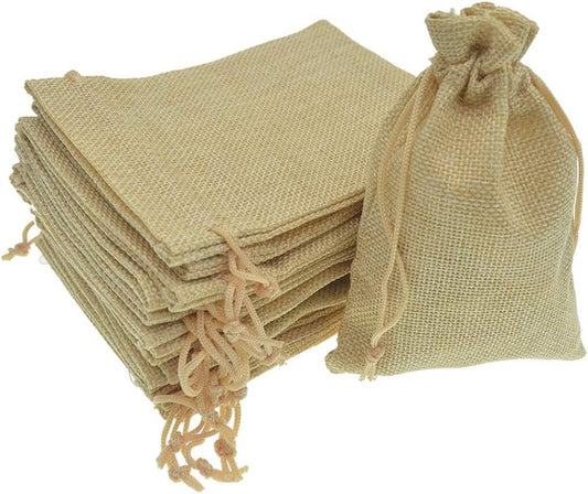 20Pcs Burlap Bags with Drawstring, Linen Gift Bags Jewelry Pouches Sacks for Wedding, Party Favor, DIY Crafts, Present (Flaxen, 5.9 x 7.5 Inch)