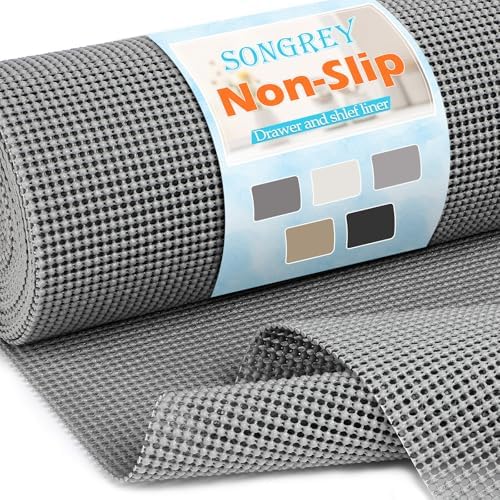 Songrey Non-Slip Shelf Cabinet and Drawer Liner, 23.6IN x 20FT, Dark Gray by Unknown