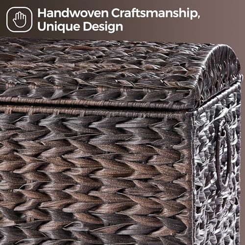 220L Handwoven Wicker Storage Basket with Lid, Large Storage Trunk - Image 6