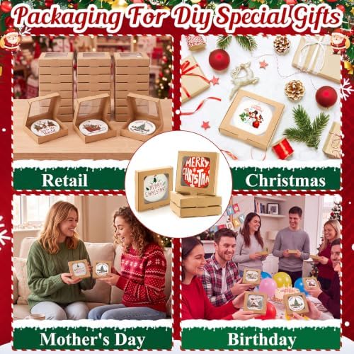 Dunzoom 25 Pcs Christmas Sublimation Blanks Ornament Gift Box, Kraft Paper - Image 4