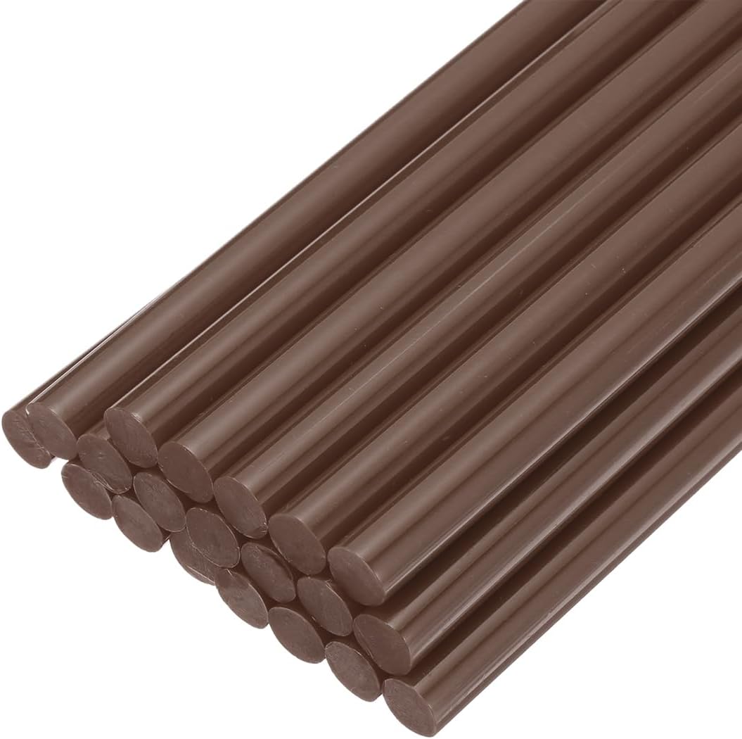 uxcell 20pcs Hot Glue Sticks for Glue Gun 7mm/0.28-inch x 10-inch Mini Hot Melt Adhesive Glue Stick Brown