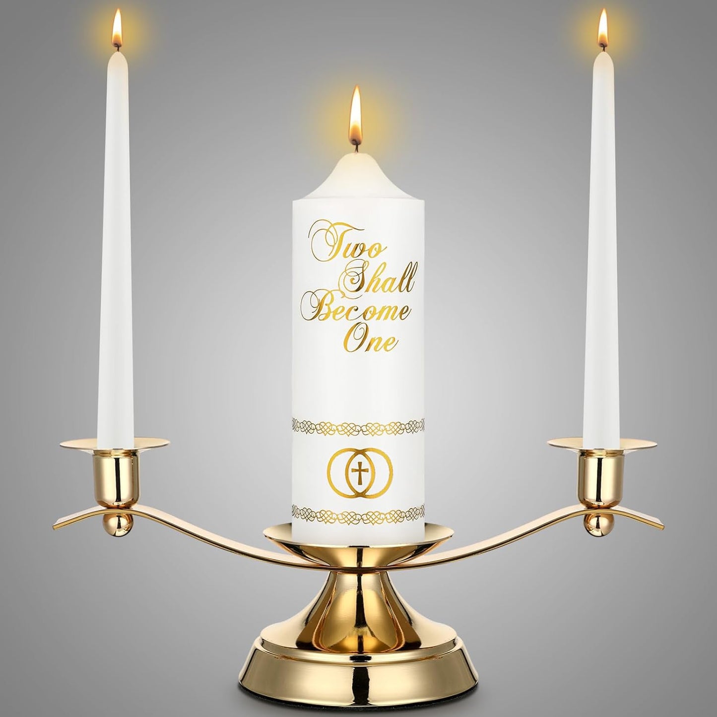Irenare Unity Candles with Holder for Wedding Ceremony Wedding Decortions Accessories Glass Candle Holder Pillar Candle for Formal Events Church(Elegant)