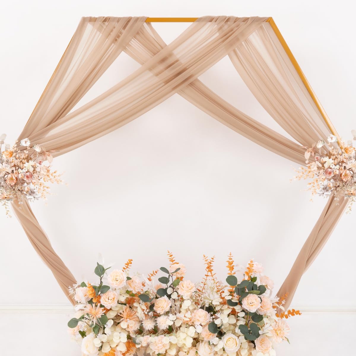 MLMC Nude Wedding Arch Draping Fabric 2 Panels 29" x 20 FT Extra Long Gauze Drapes Sheer Backdrop Curtains 6.6 Yards Outdoor Drapery Panels for Wedding Ceremony Party Ceiling Decoration