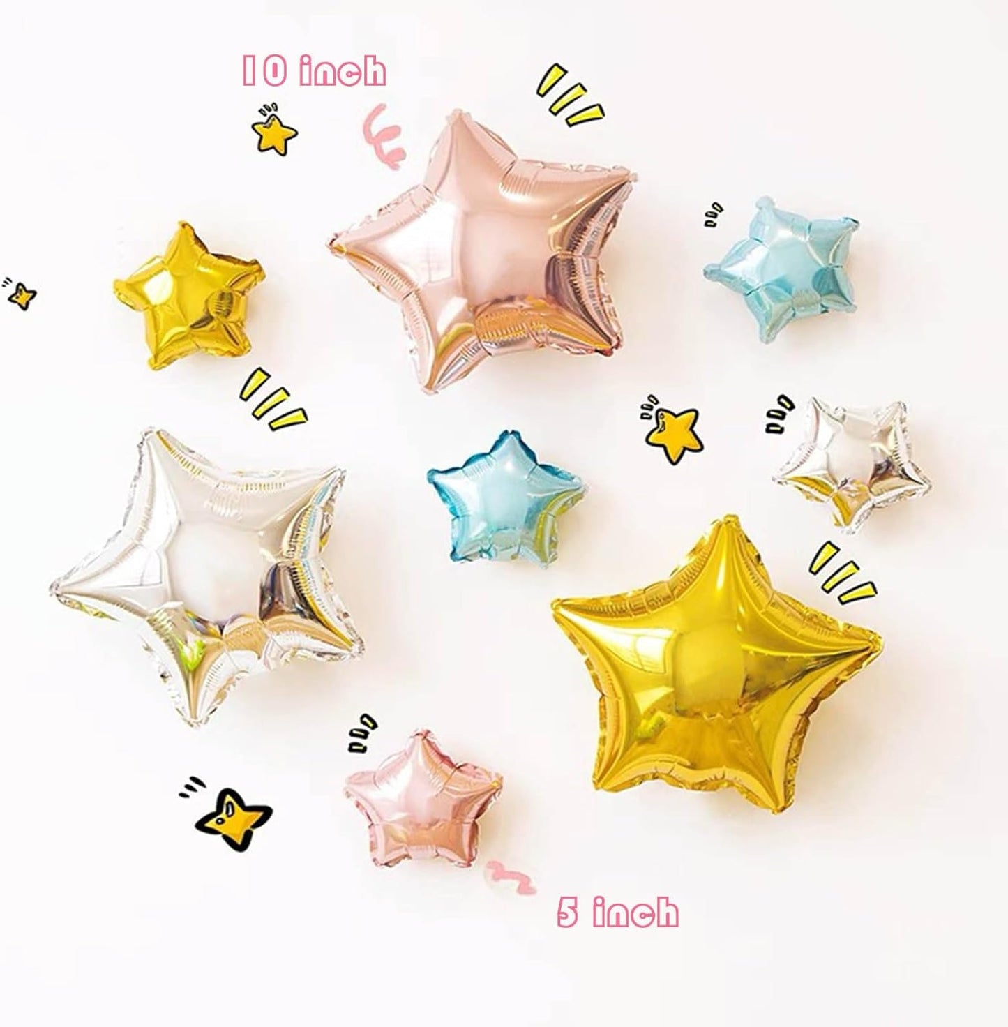 50 Pieces 10" Silver Foil Star Balloons for Party Decorations