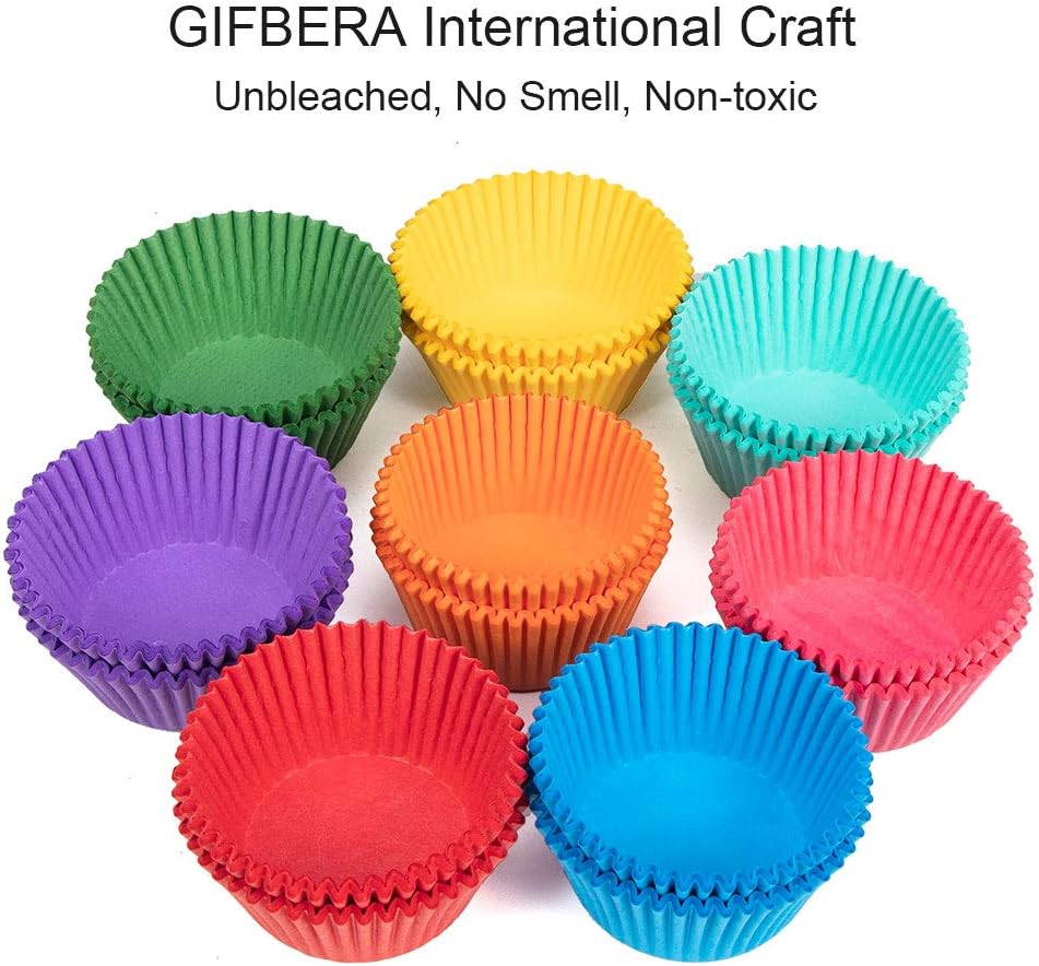 Gifbera Bright Rainbow Standard Cupcake Liners Solid Colorful Paper Baking Cups 400-Count